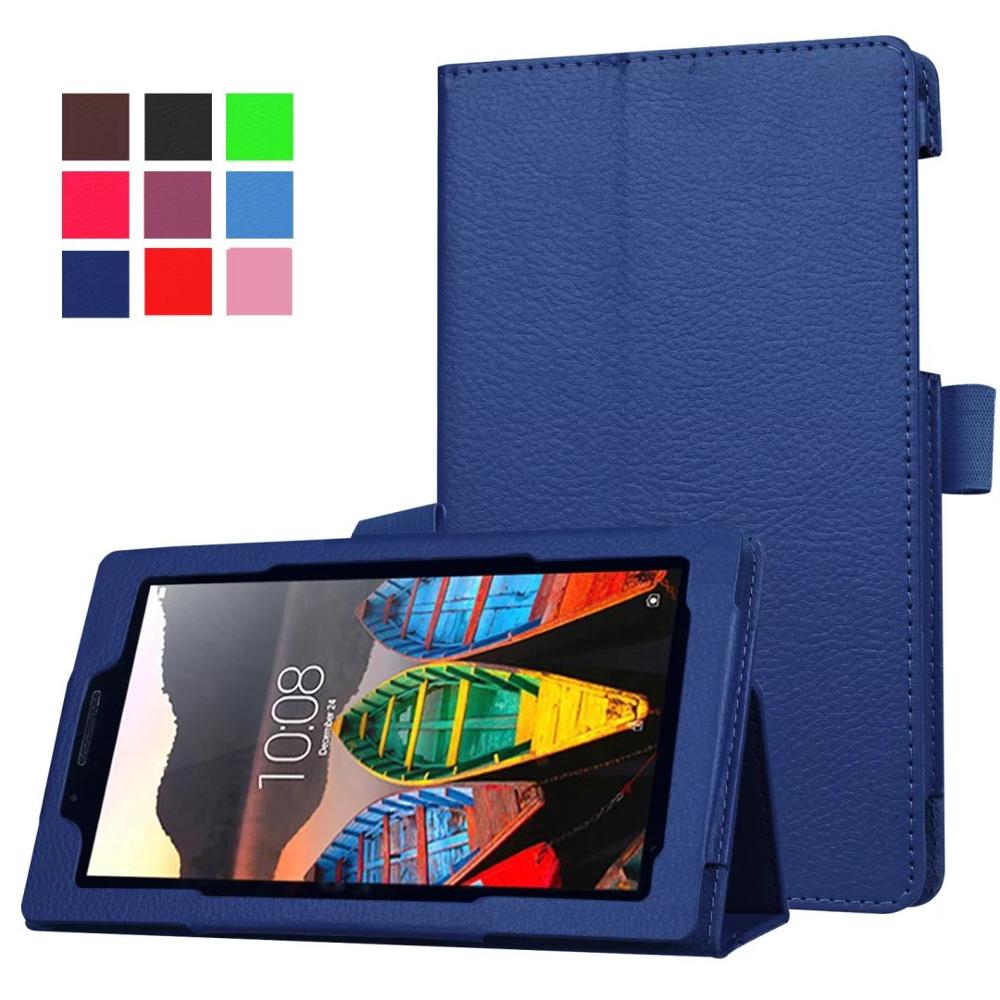 Tablet Case Voor Lenovo Tab3 730 730f 730 m 730x TB3-730F TB3-730M 7.0 inch PU Leather Case Cover Voor Lenovo tab 3 Beschermen Shell: Dark Blue
