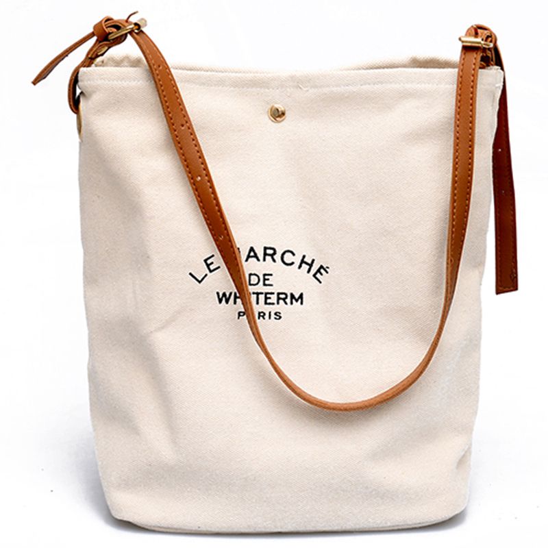 Femmes sacs à main décontractés sacs à bandoulière respectueux de l'environnement Portable lettre motif étudiant sacs sac à provisions