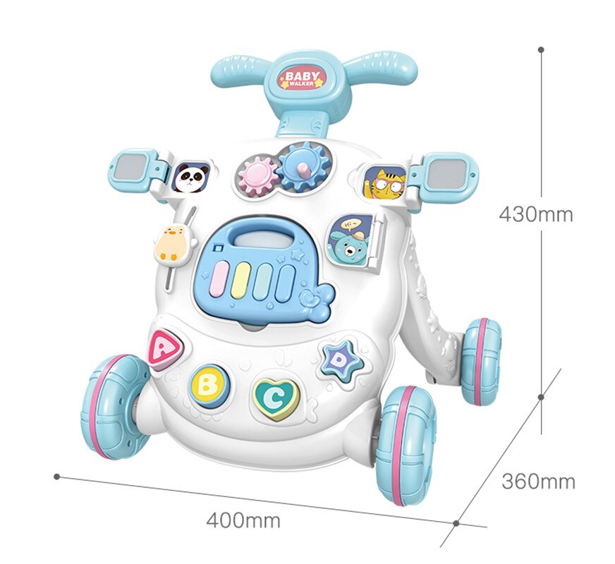 Baby Walker Trolley Anti-rollover Baby Toddler Walker Walker Toy 6-7-18 Months: bule 1