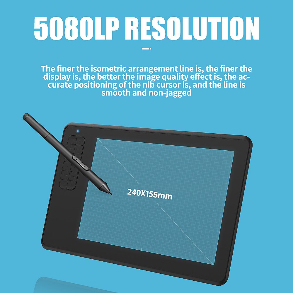 10×6 inch Graphics Drawing Tablet With 8192 Levels Digital Pen Writing Pad Board For PC Windows Mac OS Android Phone
