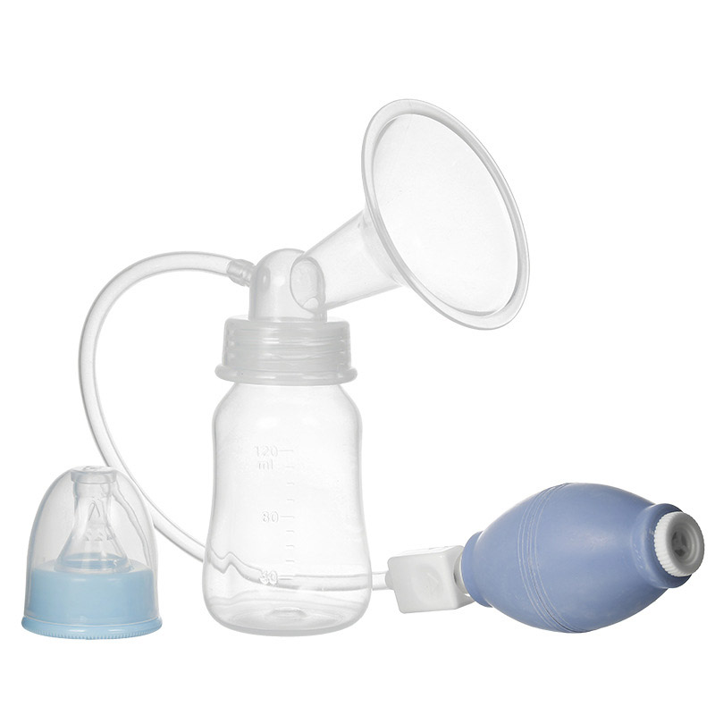 Dubbele Handkolf Krachtige Tepel Zuigkracht Borstkolf Met Baby Melk Fles Koude Warmte Pad Tepel Moedermelk Collector: Blue