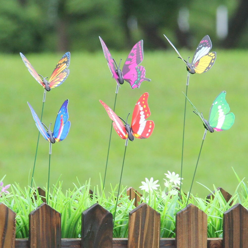 50Pcs Outdoor Garden Assorted Colors Butterflies Stakes Home Christmas Decoration for Yard Patio Lawn Party Supplies