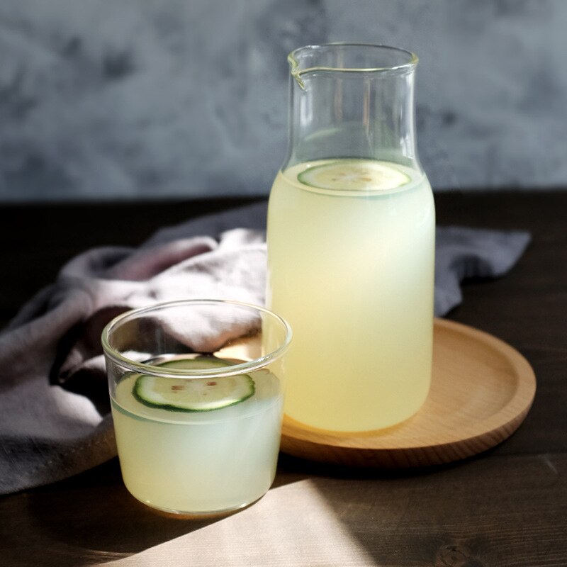 Japansk stil en-person drikke lille kapacitet vandkande med kop sæt gennemsigtig varmebestandigt glas koldt vand kande skab
