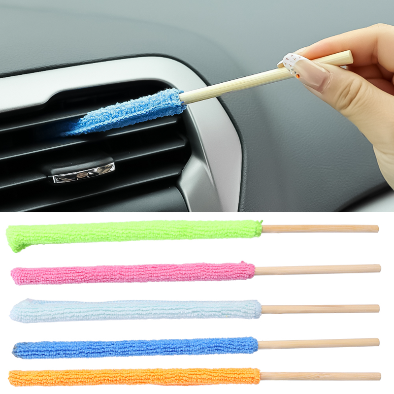 Car Detail Cleaning Brush Long Handle Air Conditioner Blinds Narrow Dust Remover Tools Cleaning Brush Microfiber Cloth Brushes