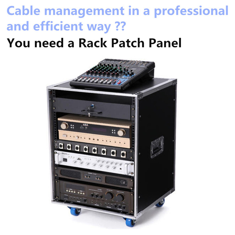 Panel de conexión de estante DIY 1U 4 8 12 16 vías 1U 2U 24 vías XLR USB tipo C SDI 6,35 Combo ST-8mp Cat6
