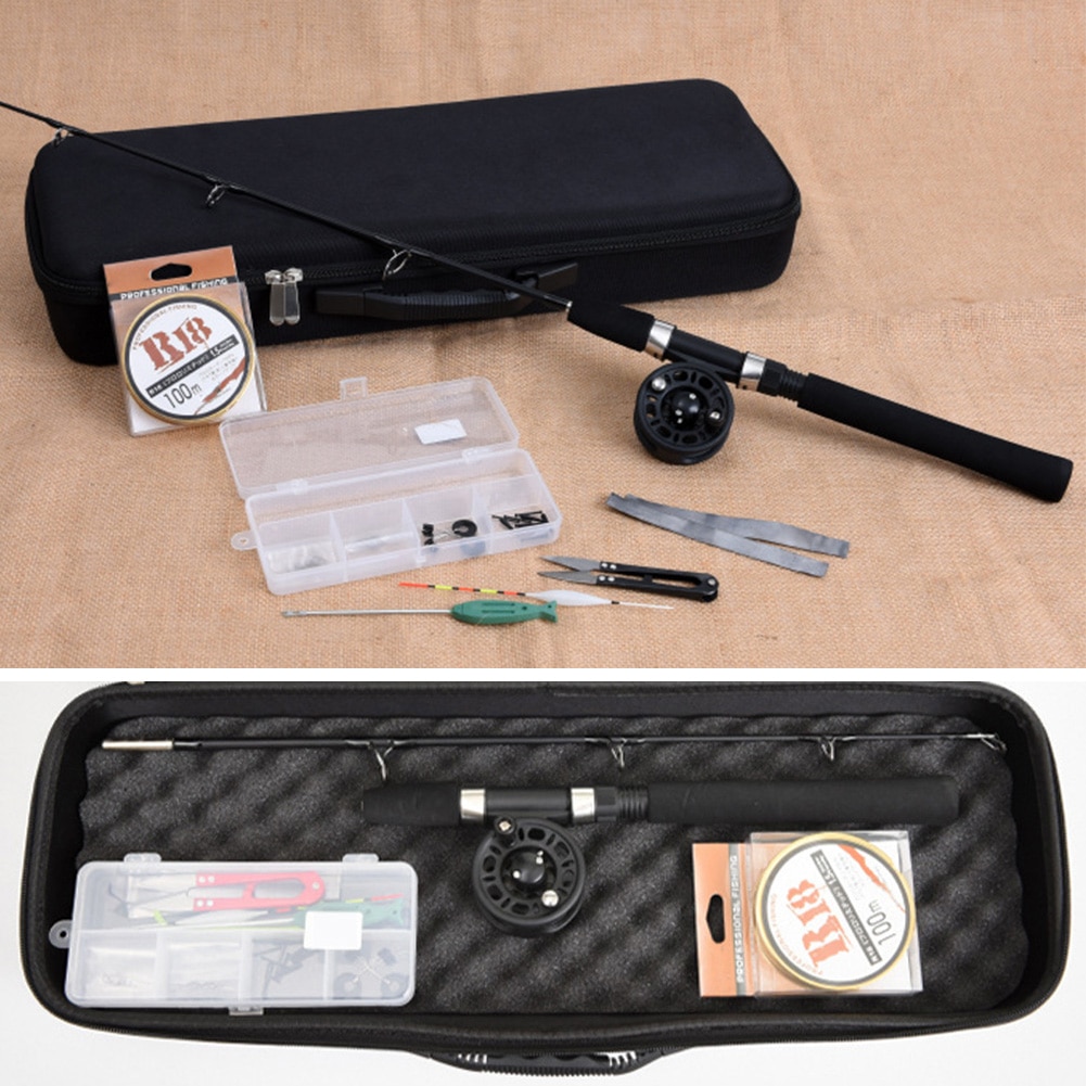 With Box Accessories Scissor Tool Solid Fiberglass Winter Outdoor Rod Reel Durable Combo Kit Ice Fishing Set