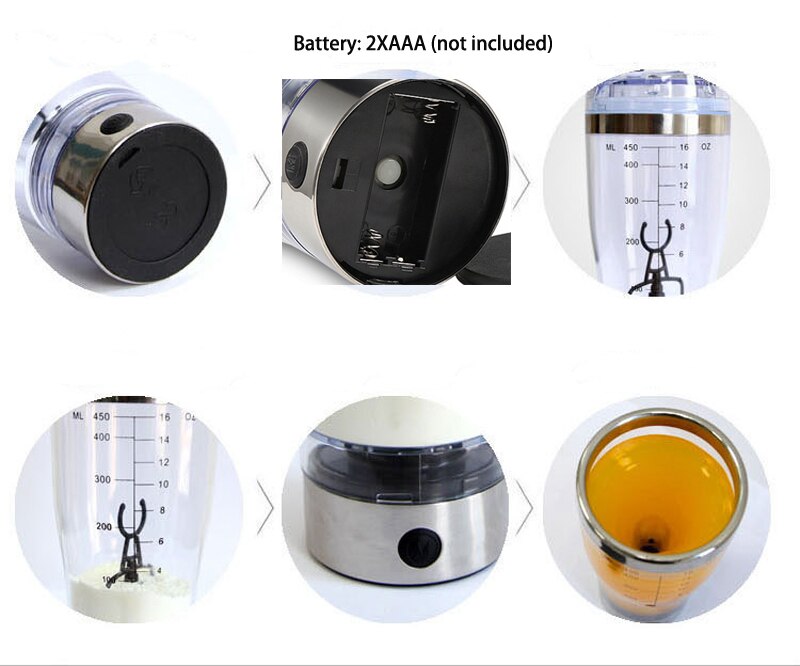 600MLPortable Movement Mixing Water Bottle Vortex Tornado PP Free Kitchen Accessories Electric Automatic Protein Shaker 450ML