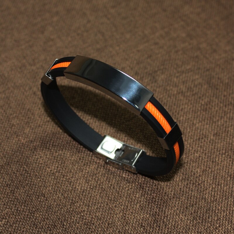 2022 Titanium Staal Rvs Accessoires Charm 5 Clolor Armband Siliconen Armband Man Mode Sieraden: Orange
