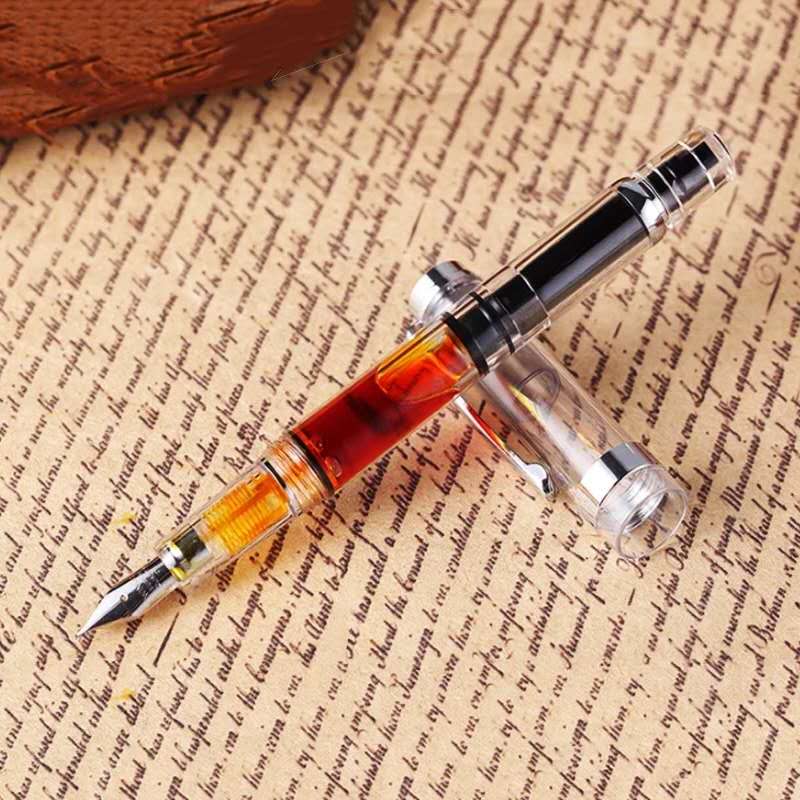 Model Wing Sung 698 Transparent Piston Fountain Pen F/M Nib Business Stationery Office school supplies Writing