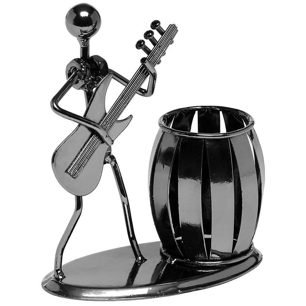 Novelty Instrument Guitar Pen Holder Metal Desk Tidy Pencil Pot Organization School Supplies Office Accessories: Default Title
