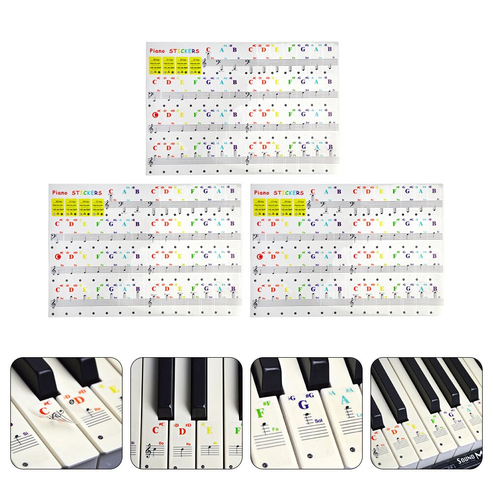 3 Pcs Piano Sticker Piano Keyboard Decals Piano Beginner Decal Piano Accessories