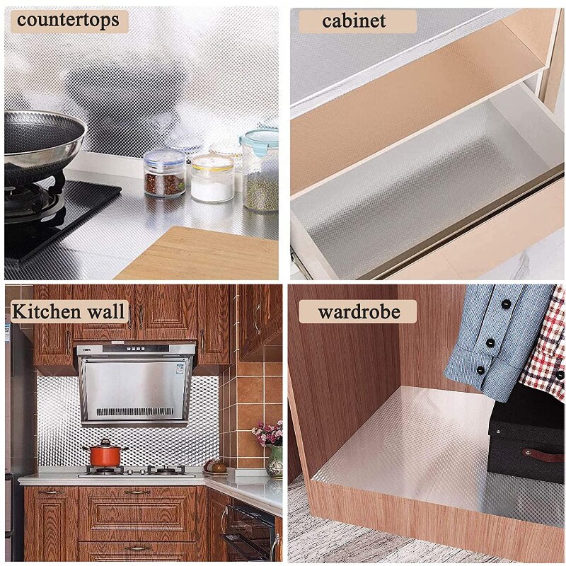 Lámina de aluminio autoadhesiva para cocina, rollo de aceite para cocina de 60x200cm, 5m y 10m, impermeable, para cajón de armario y rombos