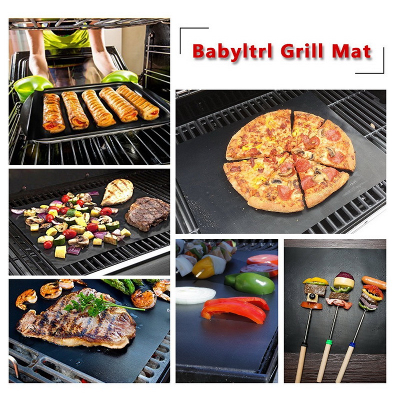 Non-stick BBQ & Baking Mats, PTFE Party Reusable Phone Cooktop, Grill Pad, 1/2/3/5 # 4 Outdoor BBQ Set