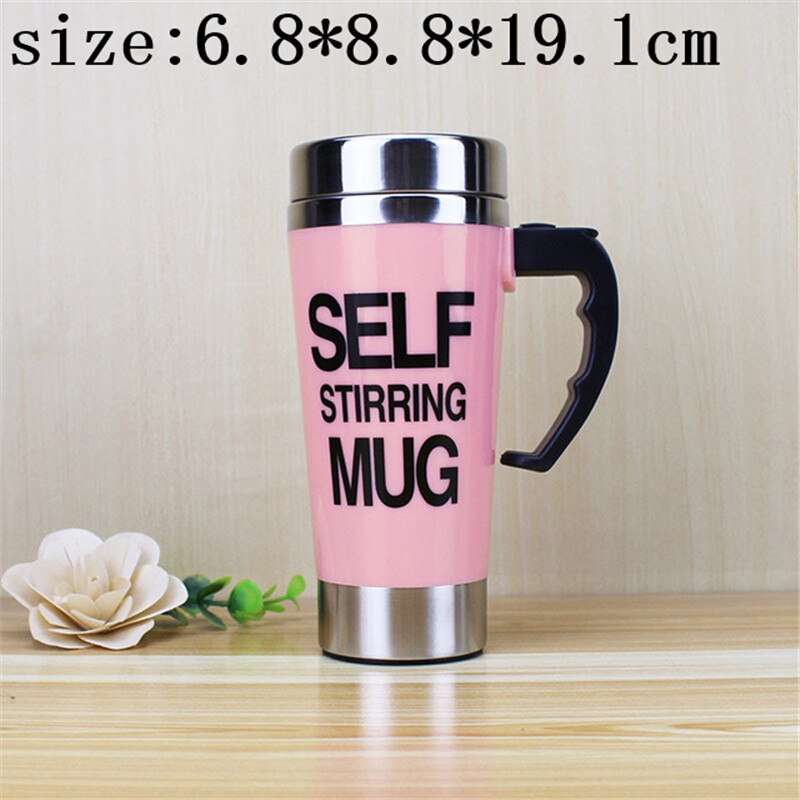 Self Stirrer Mug Automatic Double Coffee Milk Mixing Mugs Stainless Steel Thermal Insulated Cup Smart Electric Shaker Juice Cup: Pink