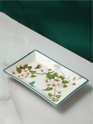 Ceramics Bathroom Set Liquid Soap Dish Toothbrush Holder/Rack Lover Gargle Cup Dental Jar Flowers &amp; Bird Pastoral Style: Soap Dish 2