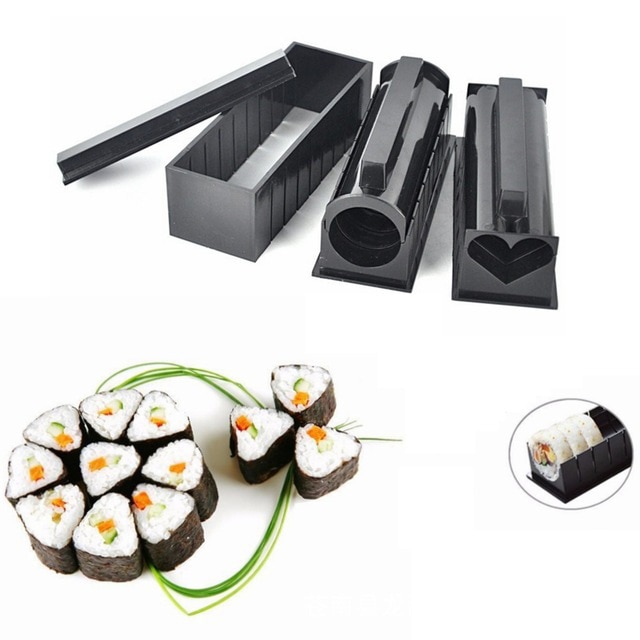 10 Pics/Set Diy Sushi Maker Onigiri Mold Rice Mould Kits Kitchen Bento Accessories Tools