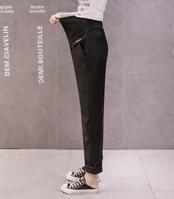 Summer Pregnant Women Trousers Full Length Maternity Clothes Formal Belly Pants Office Lady Pencil Pants: 220Black / M