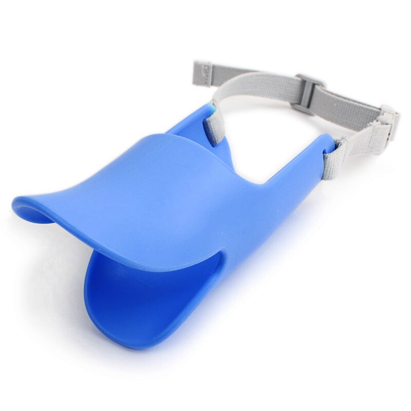 Adjusting Pet Dog Muzzle Silicone Duck Mouth Mask Muzzle Bark Bite Stop Small Dog Anti-bite Masks Pets Decoration: BLUE / S