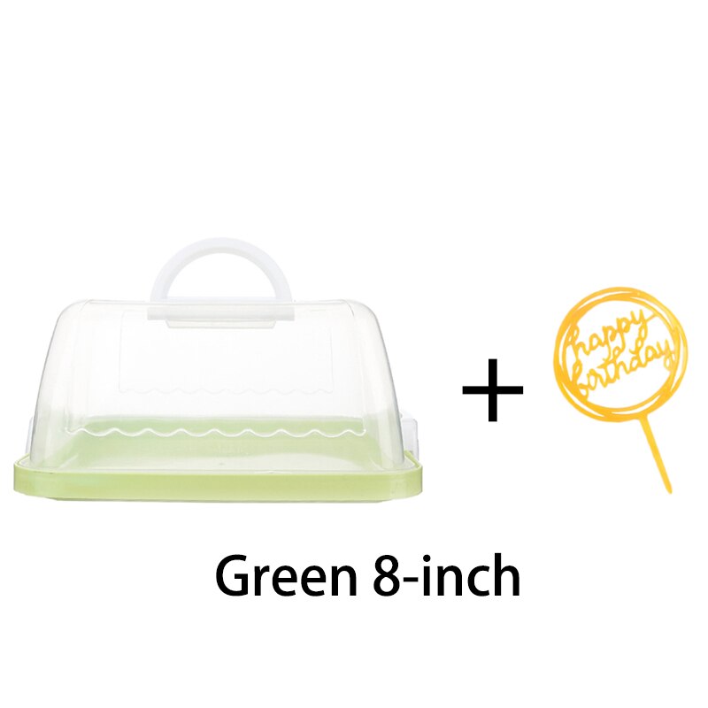 8 zoll/10 zoll tragbare kunststoff runde kuchen Container Nachtisch Container Kasten kuchen träger Server lagerung Kasten Tablett küche werkzeuge: 8-Zoll greene Karte