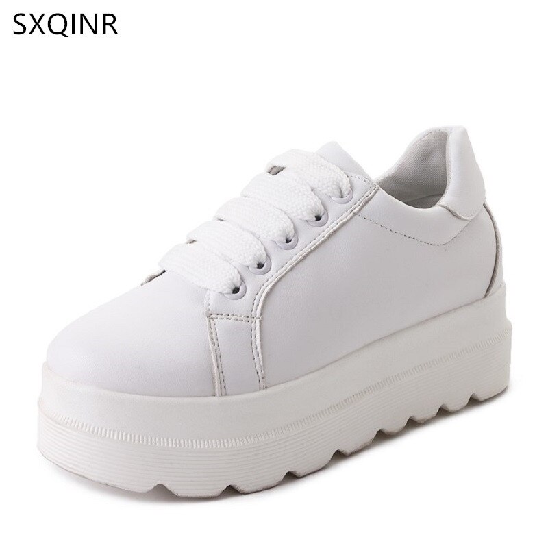 Women Sneakers Autumn Heels Women White Casual Shoes Lace-Up Women Shoes Platform Flats High top Women Shoes