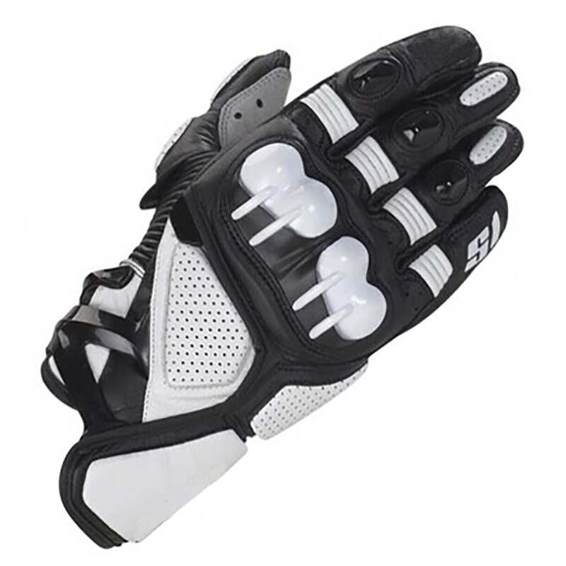 Moto gp pro S1 Racing Gloves Alpine Motocross Motorcycle Short Gloves Black Stars Leather Motorbike Gloves: White / L