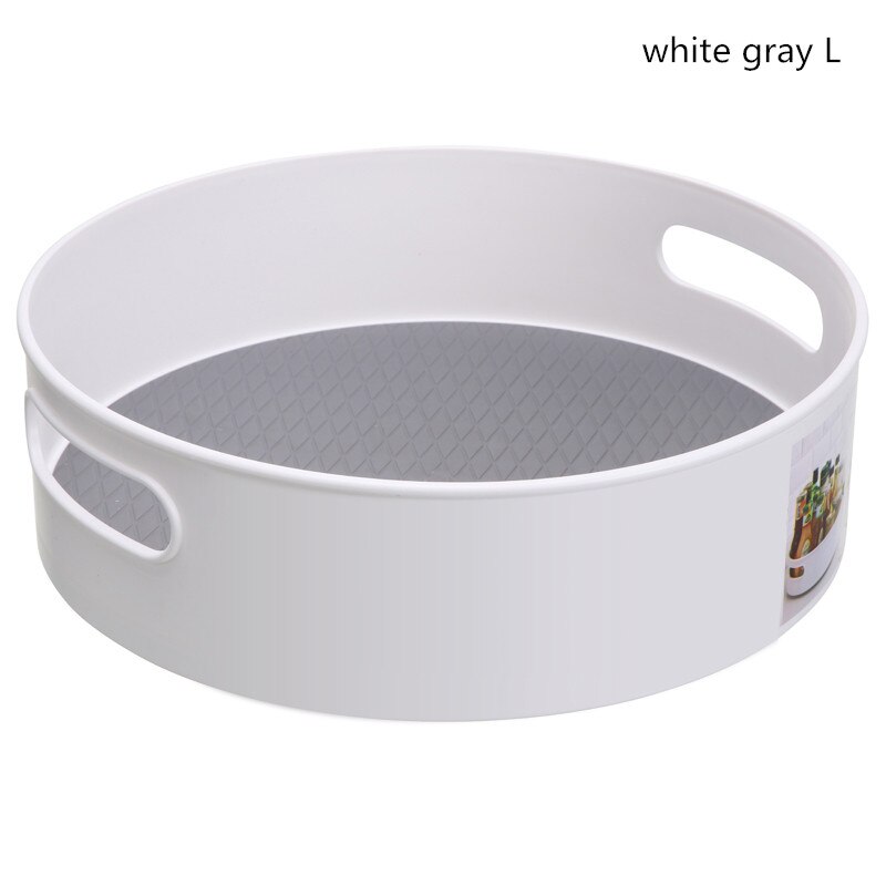 Non-Slip Rotating Storage Tray Multifunctional Plastic Storage Boxs Desktop Kitchen Candy Box Organizer Home Products Supplies: white gray L