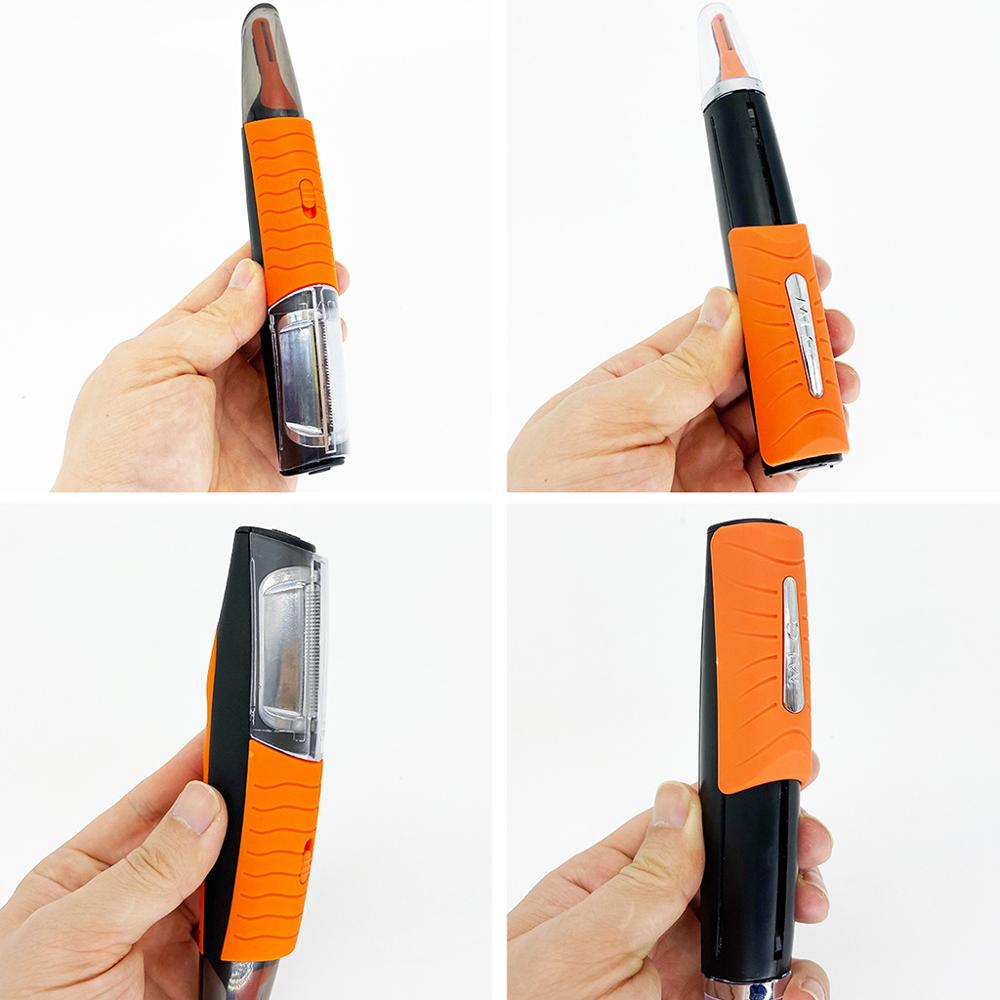 2 In 1 Elektrische Neus Oor Trimmer Mannen Haar Remover Switchblade Voor Ontharing Wenkbrauw Oranje