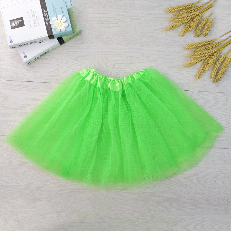 Jupe Tutu de danse pour filles, jupe princesse à trois couches, en maille courte, Ballet princesse vêtements pour filles: light green