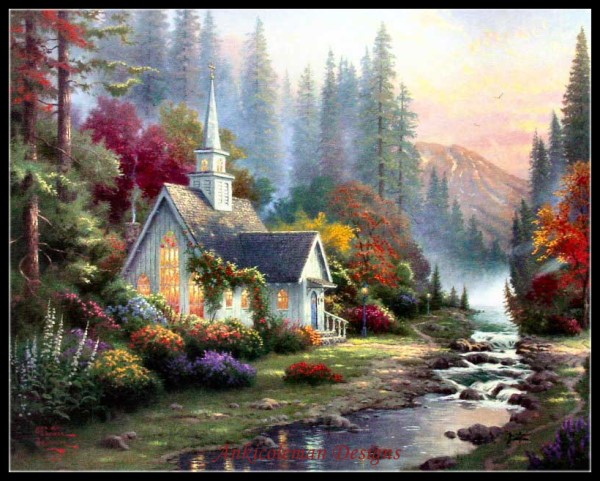Broderie point de croix compté Kits couture-artisanat 14 ct DMC couleur bricolage Arts fait main décor-paysage 228 w x 182 h: 5