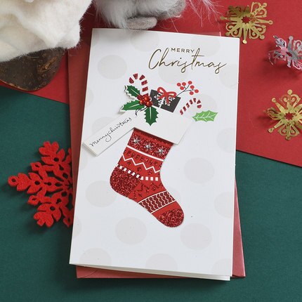 Eno hilsen julekort business julebesked kort handamde glitter glædelig julekort: 2001-06