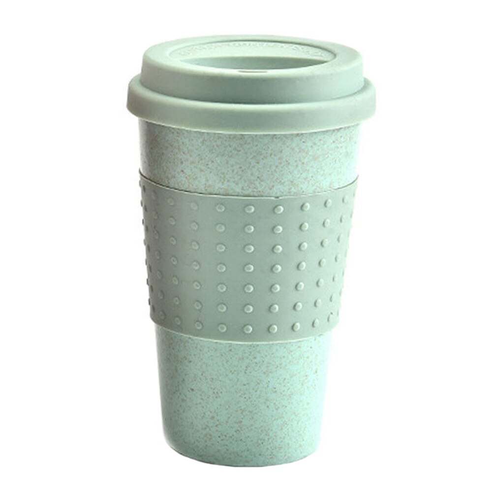 Travel Portable Polka Dot Thermal Insulated Tea Coffee Mug Cup Reusable Bamboo Fibre Eco Friendly Travel Mugs: green