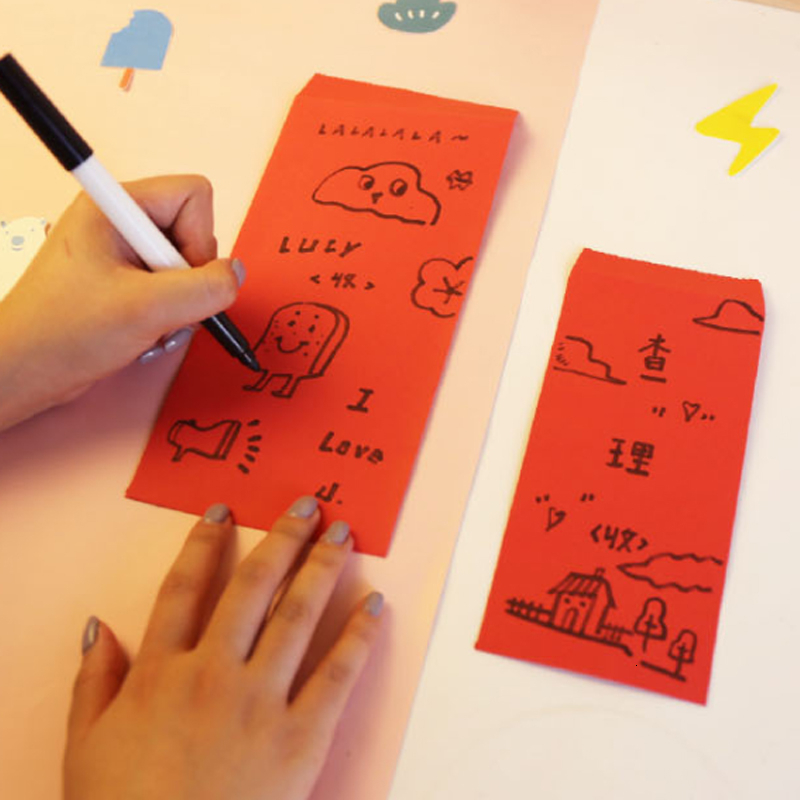 Chinese Red Retro Traditional Chinese Red Envelope Simple Envelope 10pcs