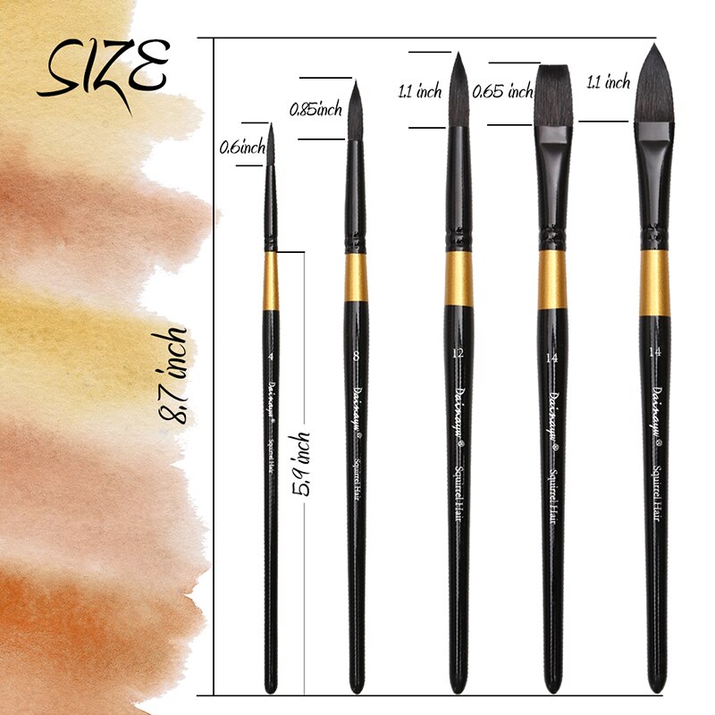 Dainayw pintura acuarela cepillos pelo ardilla artista pintura RP Gouache acuarelas tintas 5 uds
