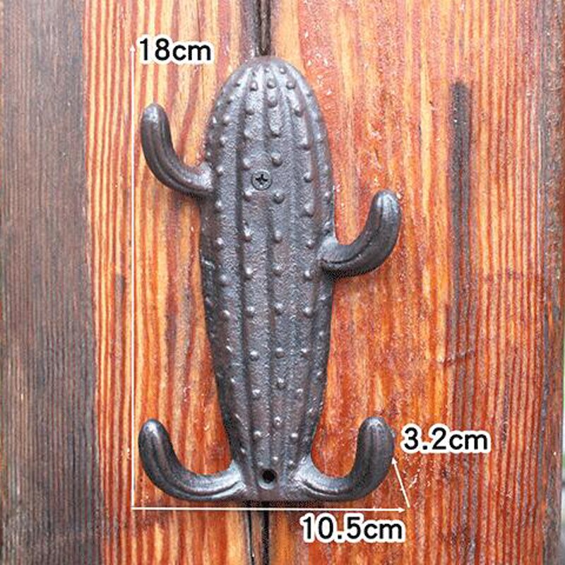 Vintage Cactus en fonte crochet mural avec 4 cintres ferme maison Accents rustique maison jardin mur décoratif en métal crochets muraux