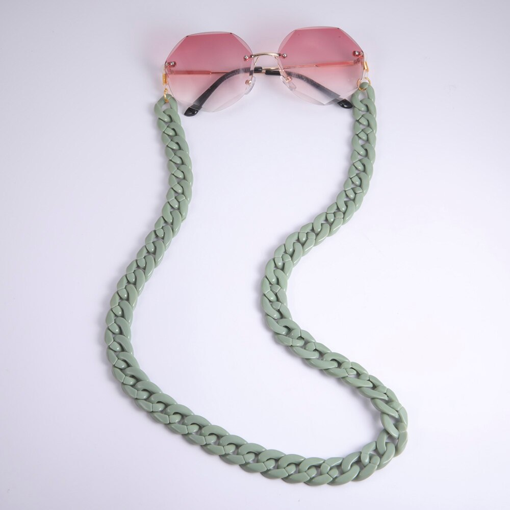 Hot Occhiali Da Sole in Acrilico Catene Donne Occhiali Da Lettura Appeso Catena del Collo Della Cordicella Cavo di Occhiali Occhiali Corda Cinturino in Regalo per le Ragazze: Pea Green