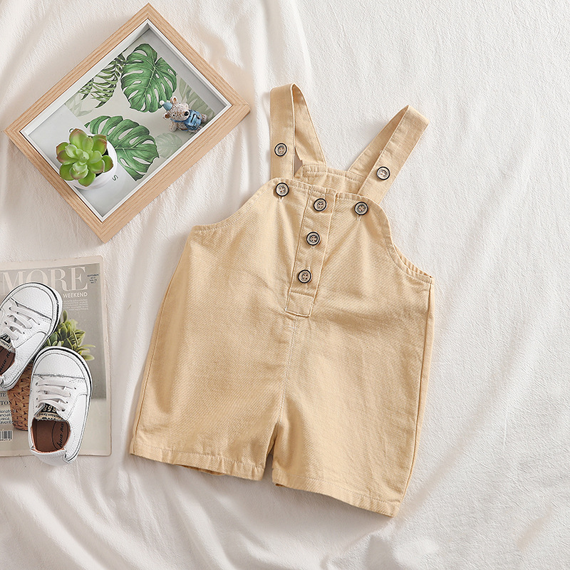 Baby Meisjes Losse Bib Shorts Broek Zomer Peuter Jongens Solid Overalls Kinderen Katoen Casual Jumpsuit Meisje Mode Denim Overalls: P006-White / kids 3T-95cm