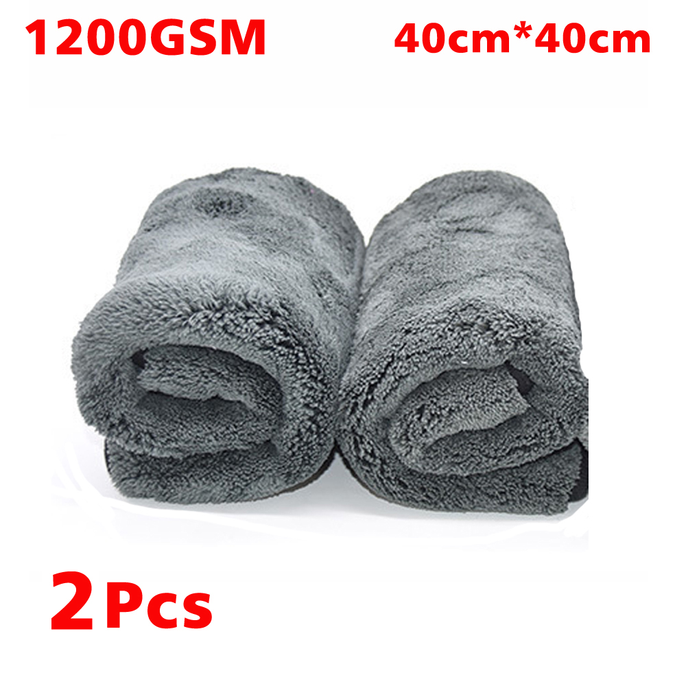1200GSM Car Wash Drying Towel Accessory Microfiber Cleaning Tools Care Auto Detailing Products Kit Interior For Supplies Cloth: 1200GSM-Grey-2pcs