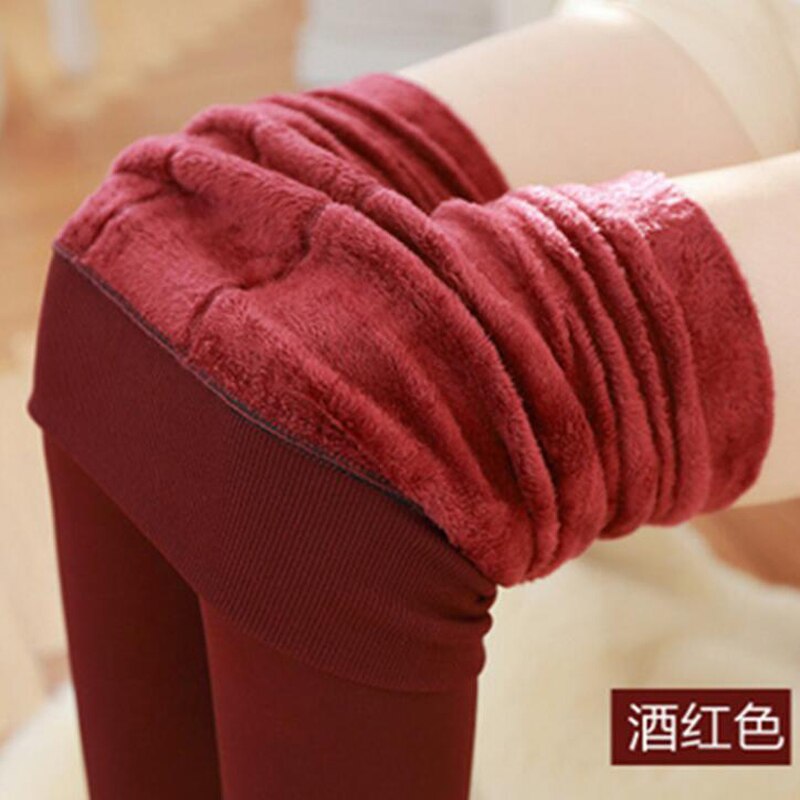 8 Colors Womens Tights Winter Warm Fleece Lined Pantys High Waist Female Thermal Stretchy Slim Skinny Tights Solid Colors: wine red