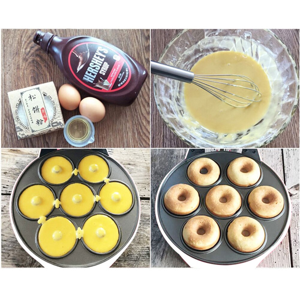 Home DIY Donut Maker 750W Doughnut Machine Party Dessert Bakeware Electric Baking Pan Non-stick Double-sided Heating 220V