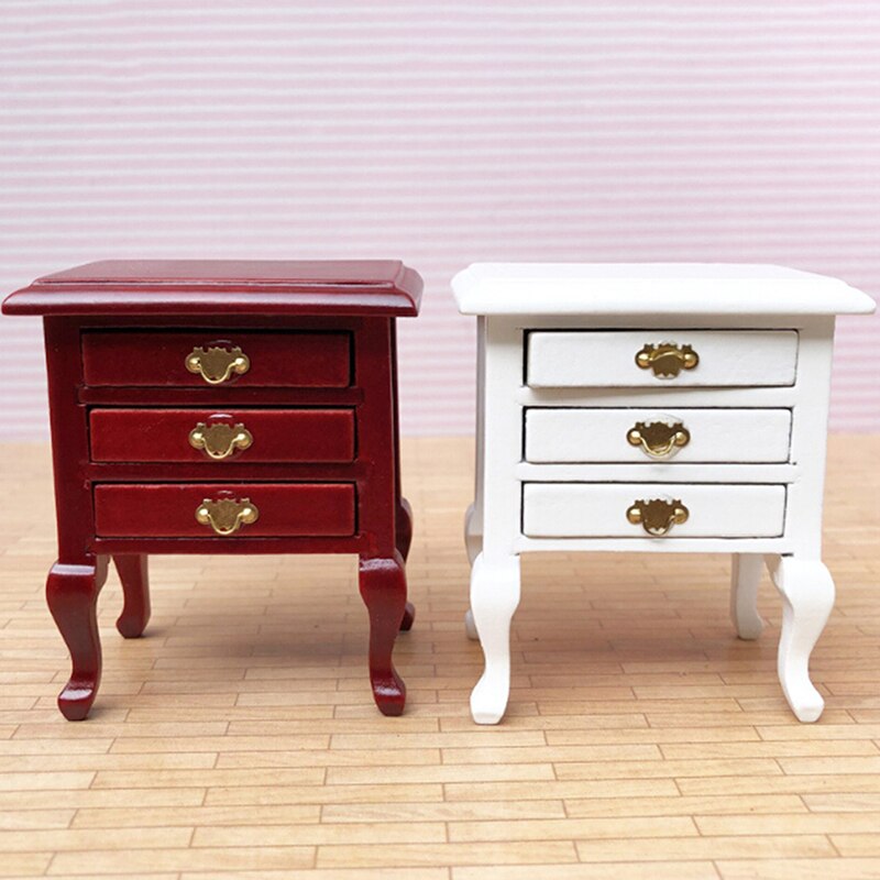 1:12 maßstab Holz Dollhouse Nachttisch Miniatur für Schlafzimmer Möbel Spielzeug