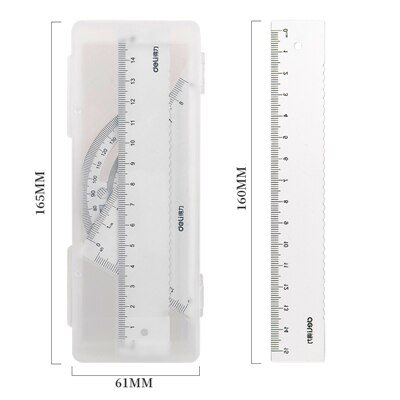 Deli aluminium linjal set ritning mätning triangel linjal rätlinjal gradskiva ritmaterial geometri linjaler set: Vit
