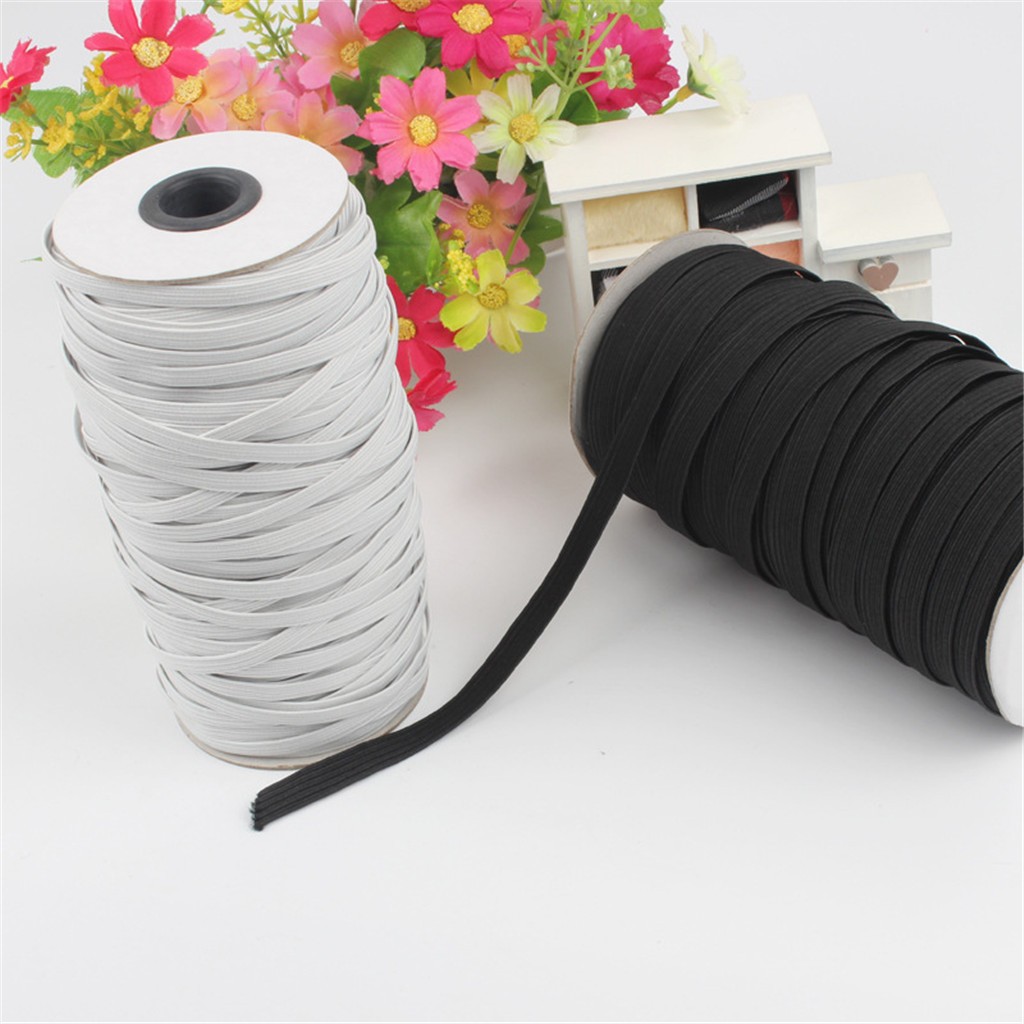 Elastic Bands White and Black 100 Meters 3mm 4mm 5mm 6mm Polyester Elastic Bands for Clothes Garment Sewing Accessories