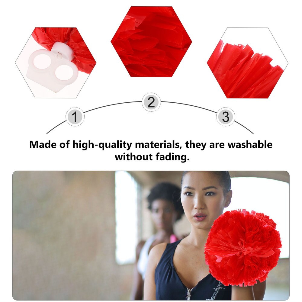 2Pcs Cheerleading Poms Portable Red Dance Poms Sport Poms Cheerleader Supplies Cheerleader Pom Poms for Sport