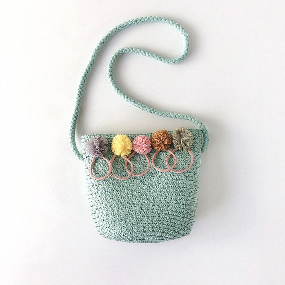 Estilo boêmio saco de palha bolsas verão rattan saco artesanal tecido praia bolsa mensageiro sacos para meninas: mint green