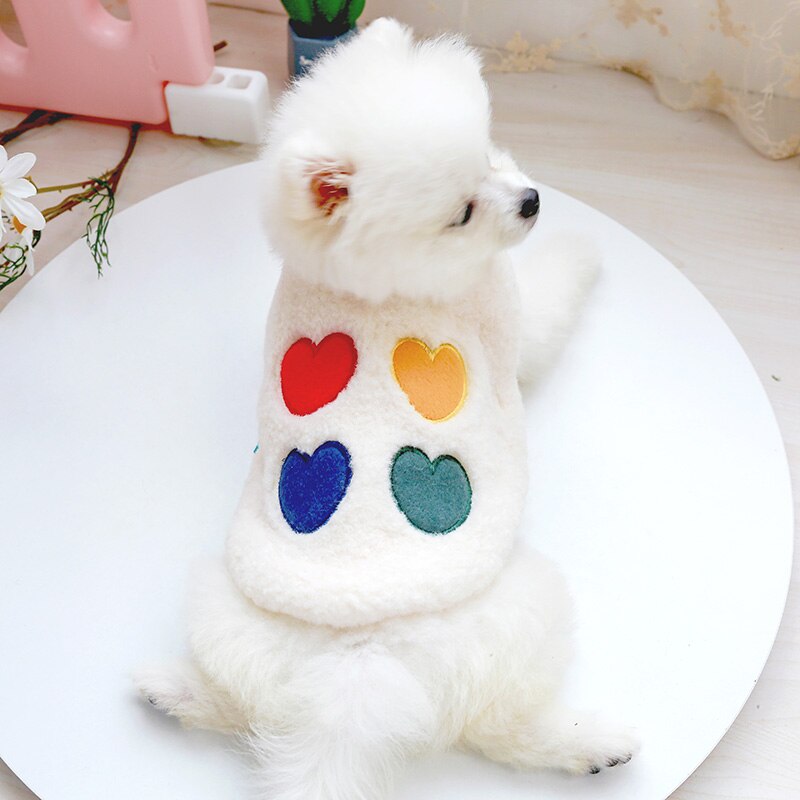 Petcircle Hond Puppy Kleding Vier Kleur Liefde Regenboog Vest Huisdier Kat Fit Kleine Hond Herfst En Winter Huisdier leuke Kostuum Hond Doek