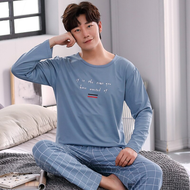 Pyjama à manches longues en coton pour homme, – Grandado