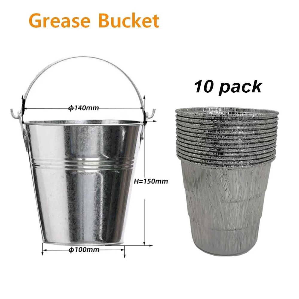 Drip Grease Bucket and 10-Pack Liners for Traeger 20/22/34 Series, Pit Boss etc Pellet Grill Smoker: Default Title