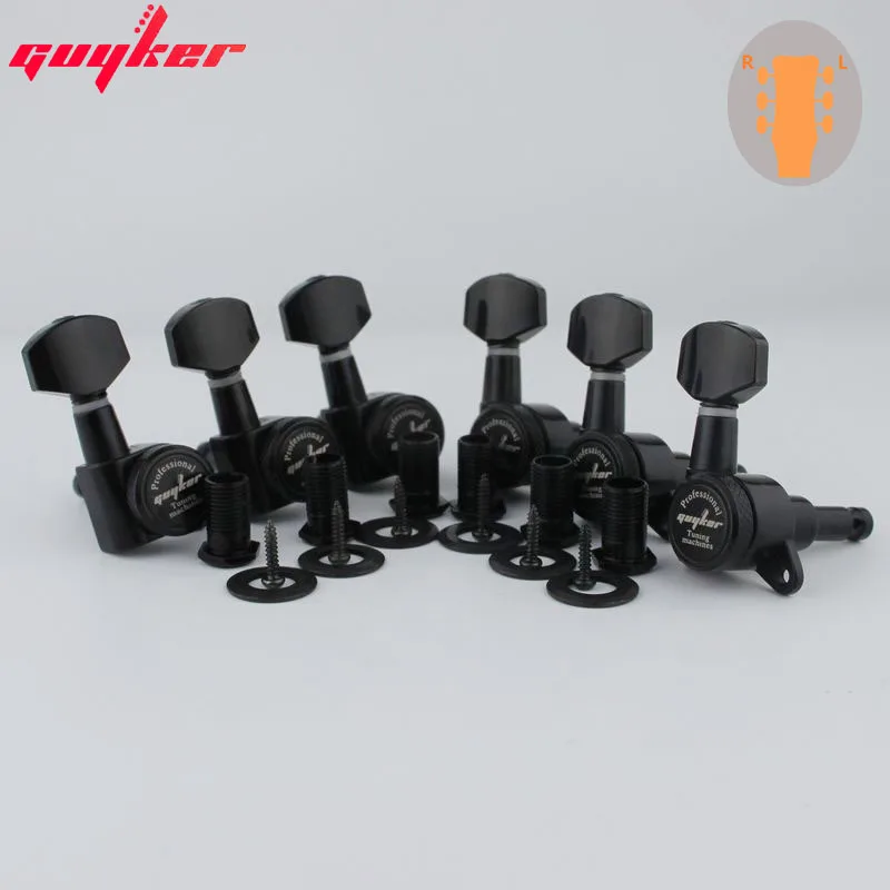 1 einstellen GUYKER Schwarz Verriegelung Gitarre Mechaniken Mechaniken Getriebe Verhältnis 1:18 gemacht in Korea: 6R