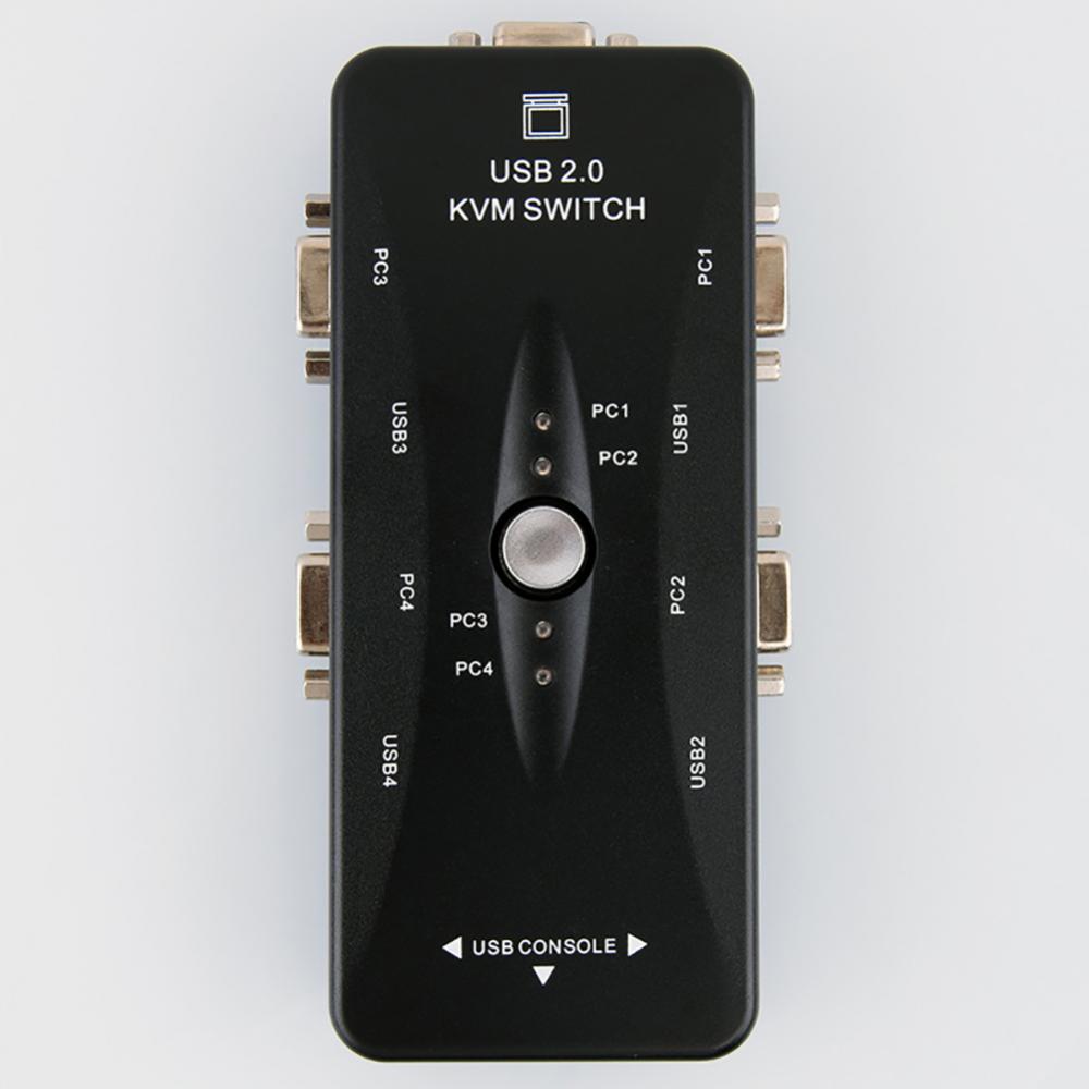 4 Ports USB KVM Switch USB 2.0 KVM Switch Mouse/Keyboard/Printer/VGA Video Monitor 1920x1440 USB Power USB Hub