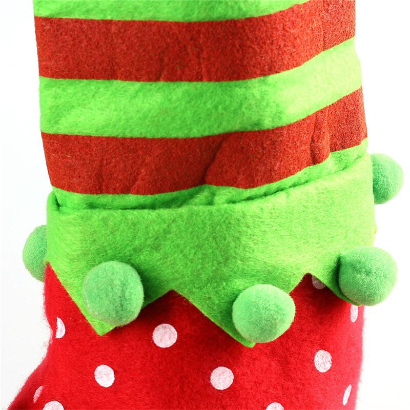 1pcs Xmas drawstring Elf Boot Shoes Stocking Christmas Tree Decoration Hanging Candy